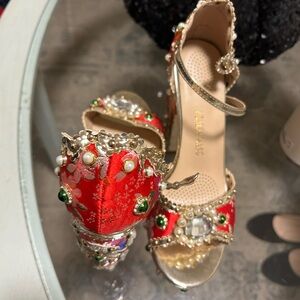 Luxurious Red Embellished Heels